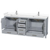 Custom image for Gray with Brushed Chrome Trim / White Cultured Marble, Rectangular Sink / No Mirror