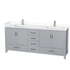 Custom image for Gray with Brushed Chrome Trim / White Cultured Marble, Rectangular Sink / No Mirror