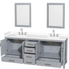Custom image for Gray with Brushed Chrome Trim / White Cultured Marble, Rectangular Sink / 24