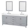 Custom image for Gray with Brushed Chrome Trim / White Cultured Marble, Rectangular Sink / 24