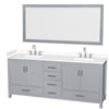 Custom image for Gray with Brushed Chrome Trim / White Cultured Marble, Rectangular Sink / 70