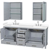 Custom image for Gray with Brushed Chrome Trim / White Cultured Marble, Rectangular Sink / Medicine Cabinets