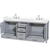 Custom image for Gray with Brushed Chrome Trim / White Cultured Marble, Rectangular Sink / No Mirror
