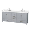 Custom image for Gray with Brushed Chrome Trim / White Cultured Marble, Rectangular Sink / No Mirror