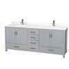 Custom image for Gray with Brushed Chrome Trim / White Quartz, Rectangular Sink / No Mirror