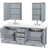 Custom image for Gray with Brushed Chrome Trim / White Quartz, Rectangular Sink / Medicine Cabinets