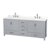 Custom image for Gray with Brushed Chrome Trim / White Quartz, Rectangular Sink / No Mirror