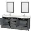 Custom image for Dark Gray with Brushed Chrome Trim / Carrara Cultured Marble, Rectangular Sink / 24