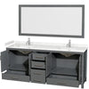 Custom image for Dark Gray with Brushed Chrome Trim / Carrara Cultured Marble, Rectangular Sink / 70