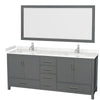 Custom image for Dark Gray with Brushed Chrome Trim / Carrara Cultured Marble, Rectangular Sink / 70