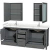 Custom image for Dark Gray with Brushed Chrome Trim / Carrara Cultured Marble, Rectangular Sink / Medicine Cabinets