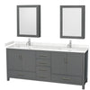 Custom image for Dark Gray with Brushed Chrome Trim / Carrara Cultured Marble, Rectangular Sink / Medicine Cabinets
