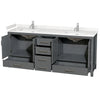 Custom image for Dark Gray with Brushed Chrome Trim / Carrara Cultured Marble, Rectangular Sink / No Mirror