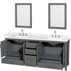 Custom image for Dark Gray with Brushed Chrome Trim / Carrara Cultured Marble, Rectangular Sink / 24