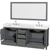 Custom image for Dark Gray with Brushed Chrome Trim / Carrara Cultured Marble, Rectangular Sink / 70