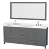 Custom image for Dark Gray with Brushed Chrome Trim / Carrara Cultured Marble, Rectangular Sink / 70