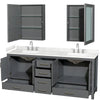 Custom image for Dark Gray with Brushed Chrome Trim / Carrara Cultured Marble, Rectangular Sink / Medicine Cabinets