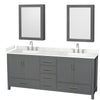 Custom image for Dark Gray with Brushed Chrome Trim / Carrara Cultured Marble, Rectangular Sink / Medicine Cabinets