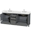 Custom image for Dark Gray with Brushed Chrome Trim / Carrara Cultured Marble, Rectangular Sink / No Mirror