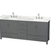 Custom image for Dark Gray with Brushed Chrome Trim / Carrara Cultured Marble, Rectangular Sink / No Mirror