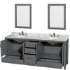 Custom image for Dark Gray with Brushed Chrome Trim / White Carrara Marble, Oval Sink / 24