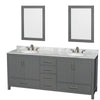 Custom image for Dark Gray with Brushed Chrome Trim / White Carrara Marble, Oval Sink / 24