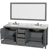 Custom image for Dark Gray with Brushed Chrome Trim / White Carrara Marble, Oval Sink / 70