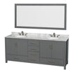 Custom image for Dark Gray with Brushed Chrome Trim / White Carrara Marble, Oval Sink / 70