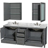Custom image for Dark Gray with Brushed Chrome Trim / White Carrara Marble, Oval Sink / Medicine Cabinets