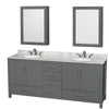 Custom image for Dark Gray with Brushed Chrome Trim / White Carrara Marble, Oval Sink / Medicine Cabinets