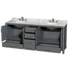 Custom image for Dark Gray with Brushed Chrome Trim / White Carrara Marble, Oval Sink / No Mirror