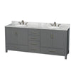 Custom image for Dark Gray with Brushed Chrome Trim / White Carrara Marble, Oval Sink / No Mirror
