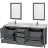 Custom image for Dark Gray with Brushed Chrome Trim / White Carrara Marble, Rectangular Sink / 24