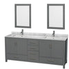 Custom image for Dark Gray with Brushed Chrome Trim / White Carrara Marble, Rectangular Sink / 24
