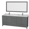 Custom image for Dark Gray with Brushed Chrome Trim / White Carrara Marble, Rectangular Sink / 70