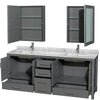 Custom image for Dark Gray with Brushed Chrome Trim / White Carrara Marble, Rectangular Sink / Medicine Cabinets
