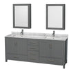 Custom image for Dark Gray with Brushed Chrome Trim / White Carrara Marble, Rectangular Sink / Medicine Cabinets