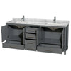 Custom image for Dark Gray with Brushed Chrome Trim / White Carrara Marble, Rectangular Sink / No Mirror