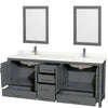 Custom image for Dark Gray with Brushed Chrome Trim / Giotto Quartz, Rectangular Sink / 24