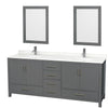 Custom image for Dark Gray with Brushed Chrome Trim / Giotto Quartz, Rectangular Sink / 24