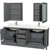 Custom image for Dark Gray with Brushed Chrome Trim / Giotto Quartz, Rectangular Sink / Medicine Cabinets