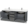Custom image for Dark Gray with Brushed Chrome Trim / Giotto Quartz, Rectangular Sink / No Mirror
