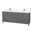 Custom image for Dark Gray with Brushed Chrome Trim / Giotto Quartz, Rectangular Sink / No Mirror