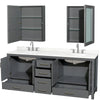 Custom image for Dark Gray with Brushed Chrome Trim / Giotto Quartz, Rectangular Sink / Medicine Cabinets