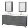 Custom image for Dark Gray with Brushed Chrome Trim / Giotto Quartz, Rectangular Sink / Medicine Cabinets