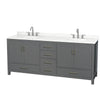 Custom image for Dark Gray with Brushed Chrome Trim / Giotto Quartz, Rectangular Sink / No Mirror