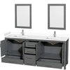 Custom image for Dark Gray with Brushed Chrome Trim / White Cultured Marble, Rectangular Sink / 24