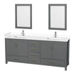 Custom image for Dark Gray with Brushed Chrome Trim / White Cultured Marble, Rectangular Sink / 24