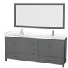 Custom image for Dark Gray with Brushed Chrome Trim / White Cultured Marble, Rectangular Sink / 70