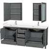 Custom image for Dark Gray with Brushed Chrome Trim / White Cultured Marble, Rectangular Sink / Medicine Cabinets